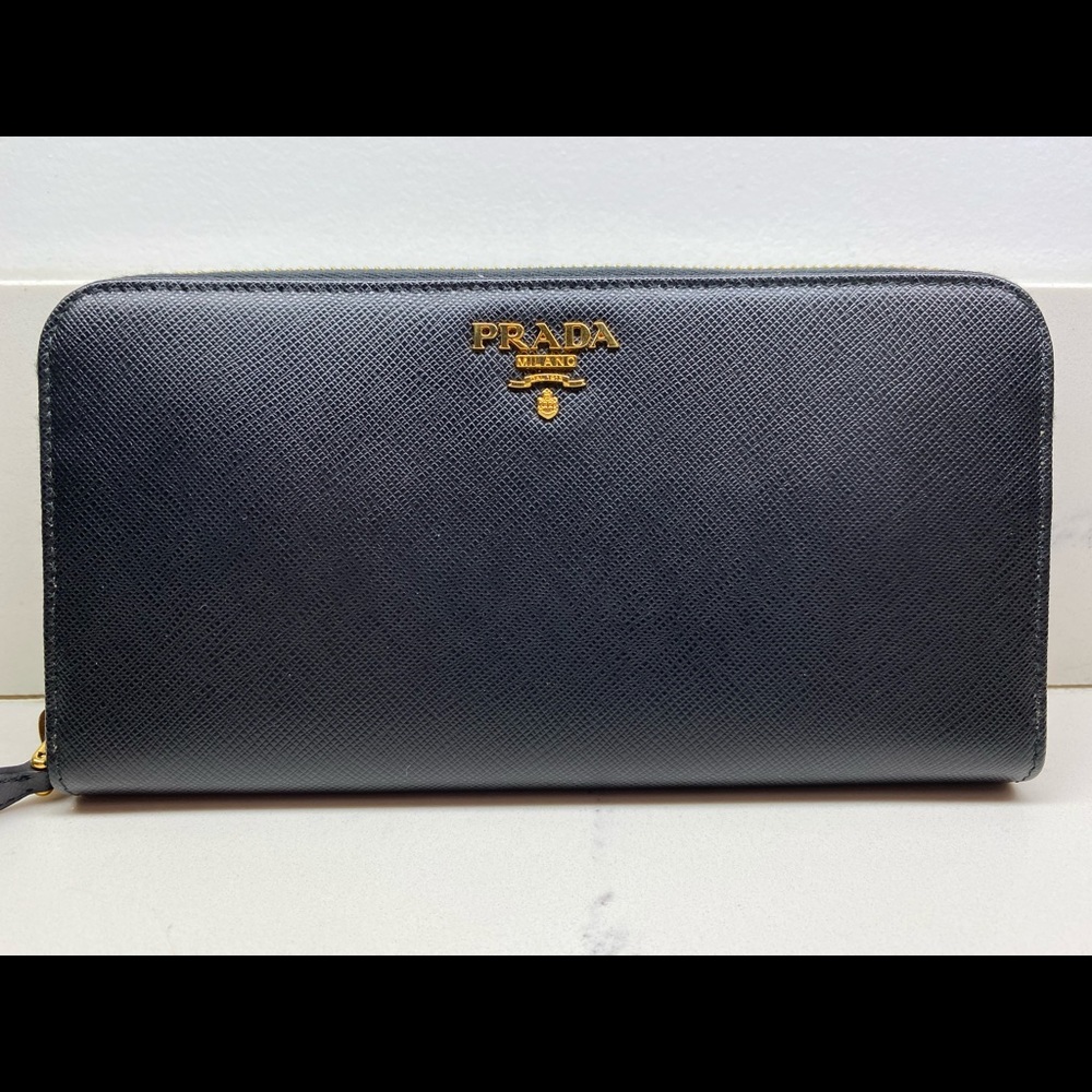 Prada Saffiano Zip Around Wallet